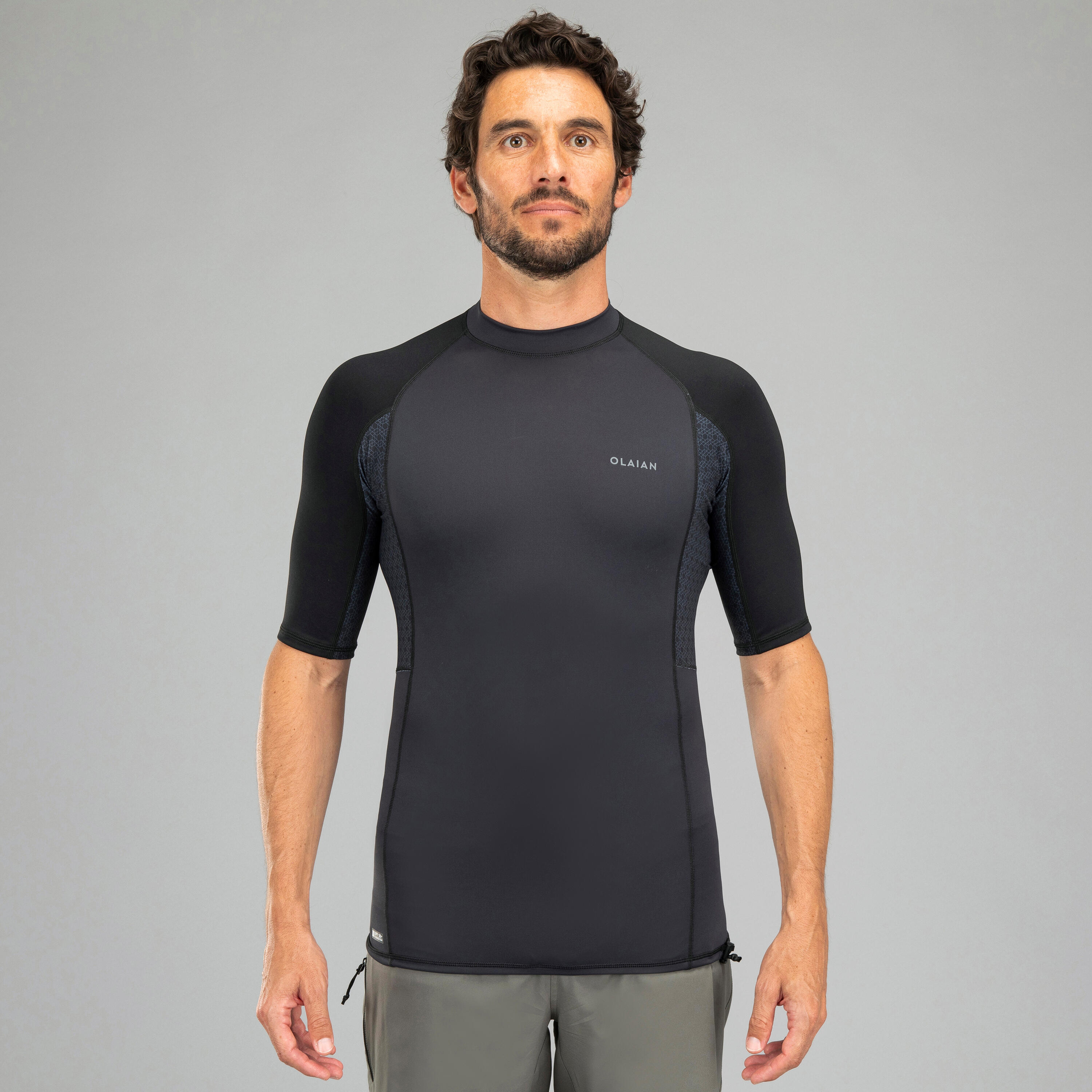 500 men's short-sleeved UV-protection surfing T-Shirt - Black 3/9