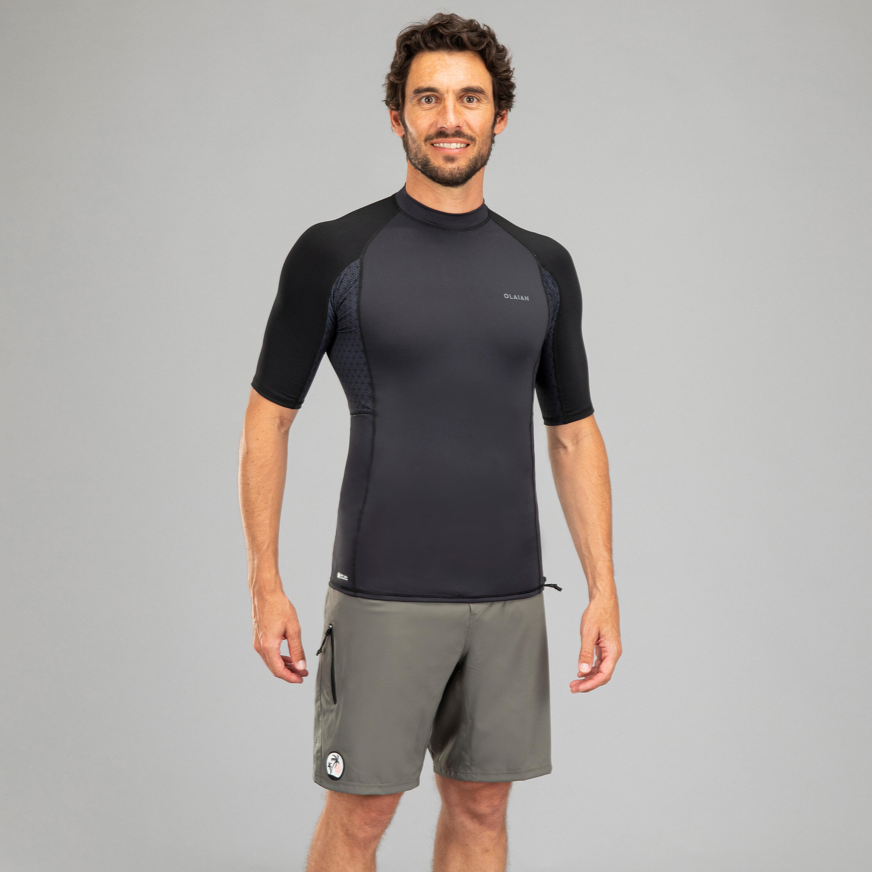 500 men's short-sleeved UV-protection surfing T-Shirt - Black 2/9