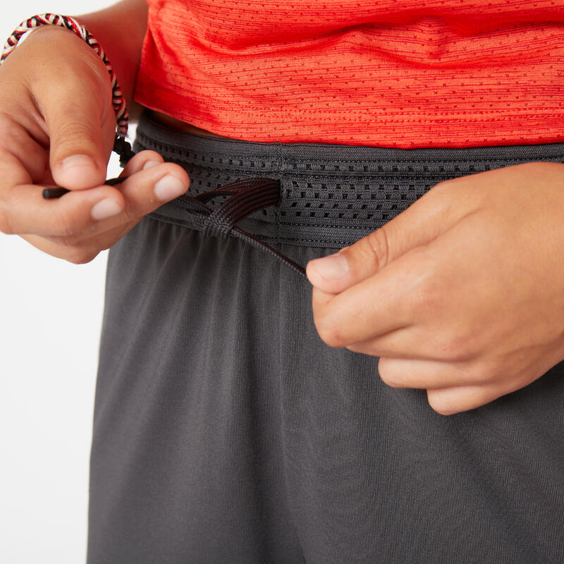 Pantalon scurt S500 educație fizică bumbac respirant gri băieți  