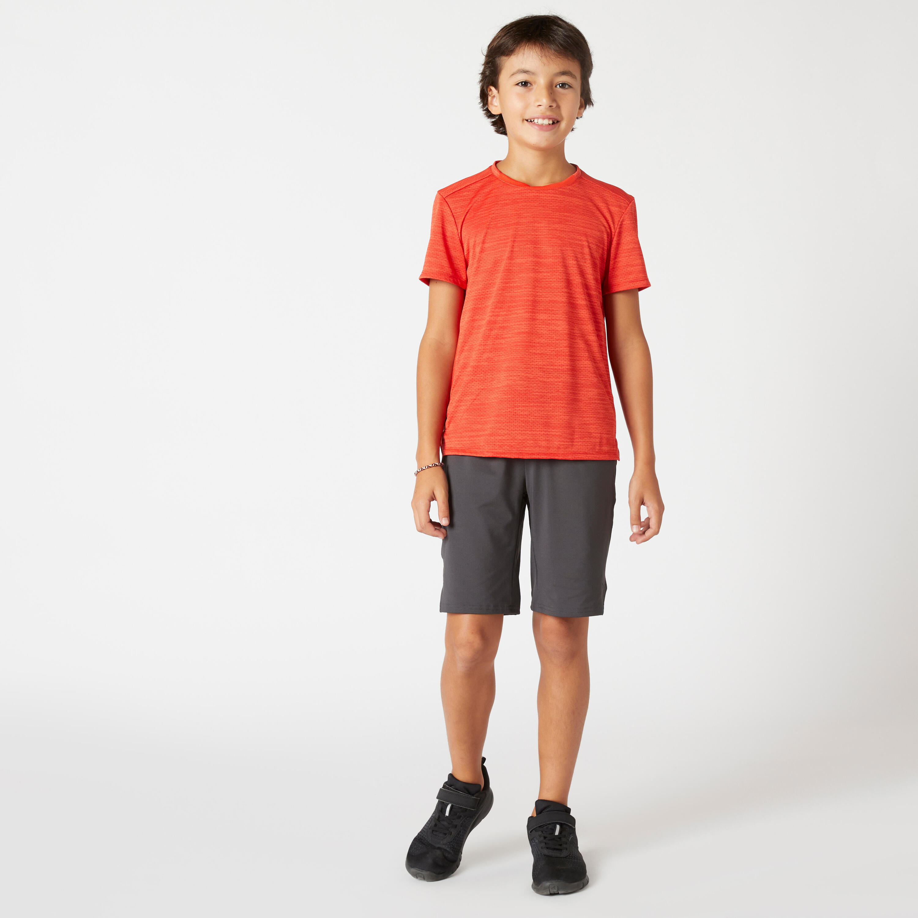 Kids' Breathable Shorts 500 - Grey 2/6