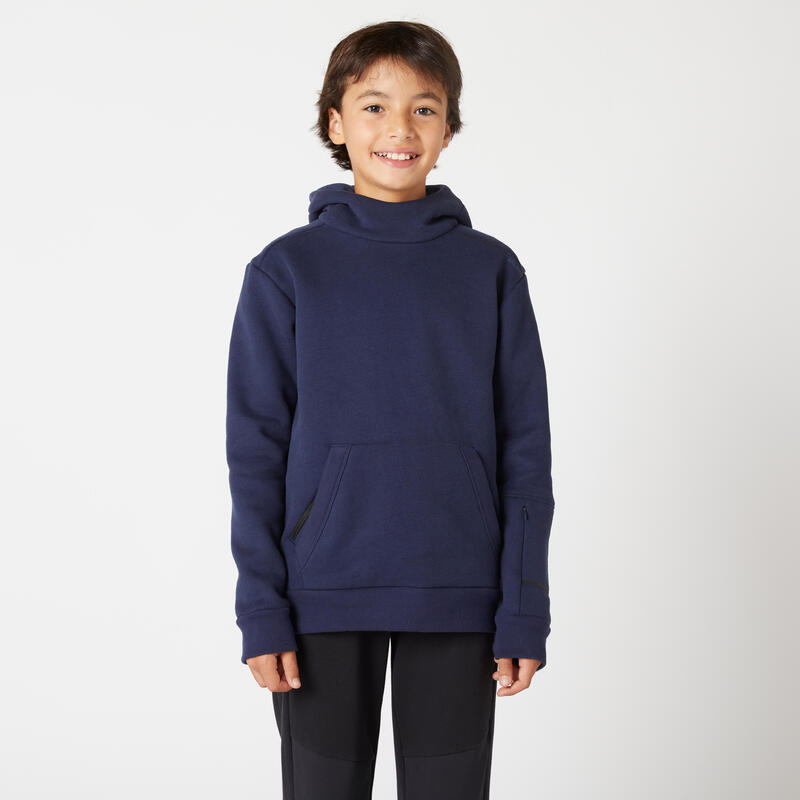 Warme hoodie voor kinderen 900 marineblauw