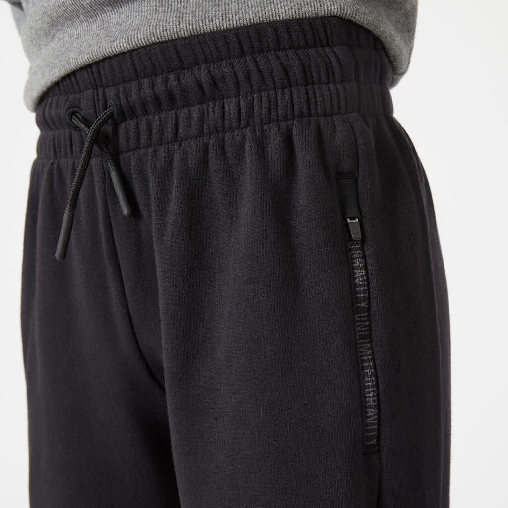 Kids' Durable Brushed Jersey Jogging Bottoms 580 - Black