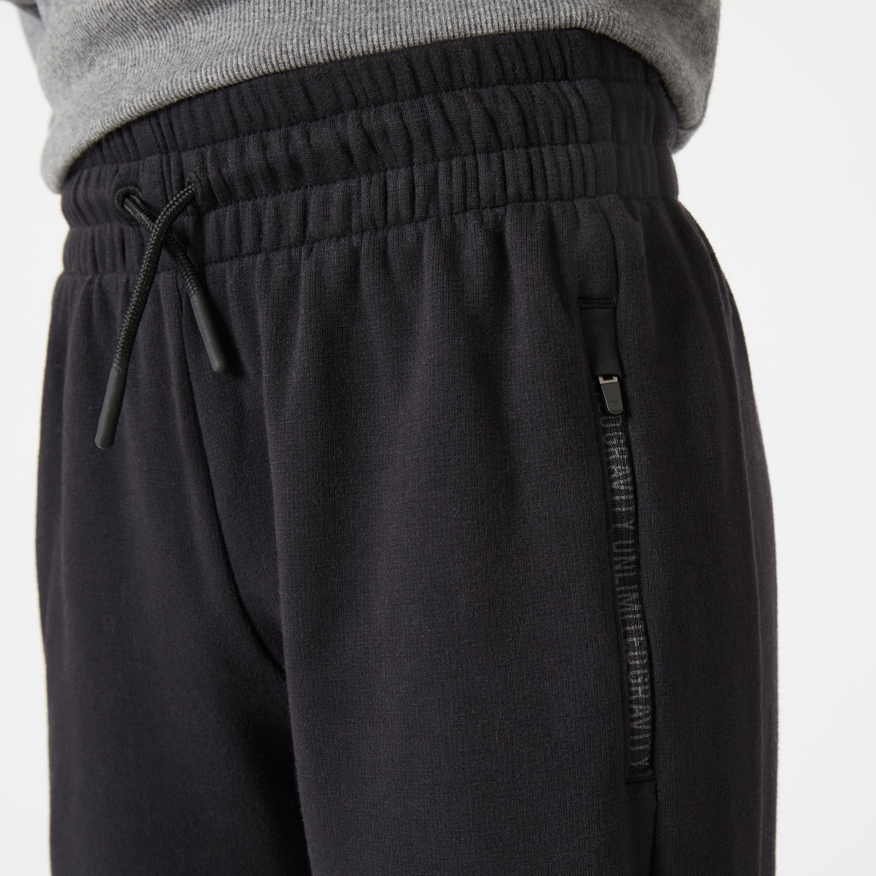 Kids' Unisex Durable Straight-Cut Warm Jogging Bottoms 900 - Black 4/8