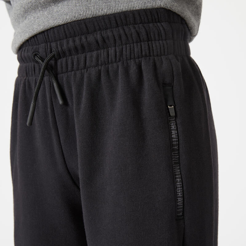 Kids' Unisex Durable Straight-Cut Warm Jogging Bottoms 900 - Black