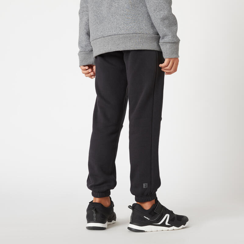 Pantalon de jogging mixte, chaud droit enfant résistant - 900 noir