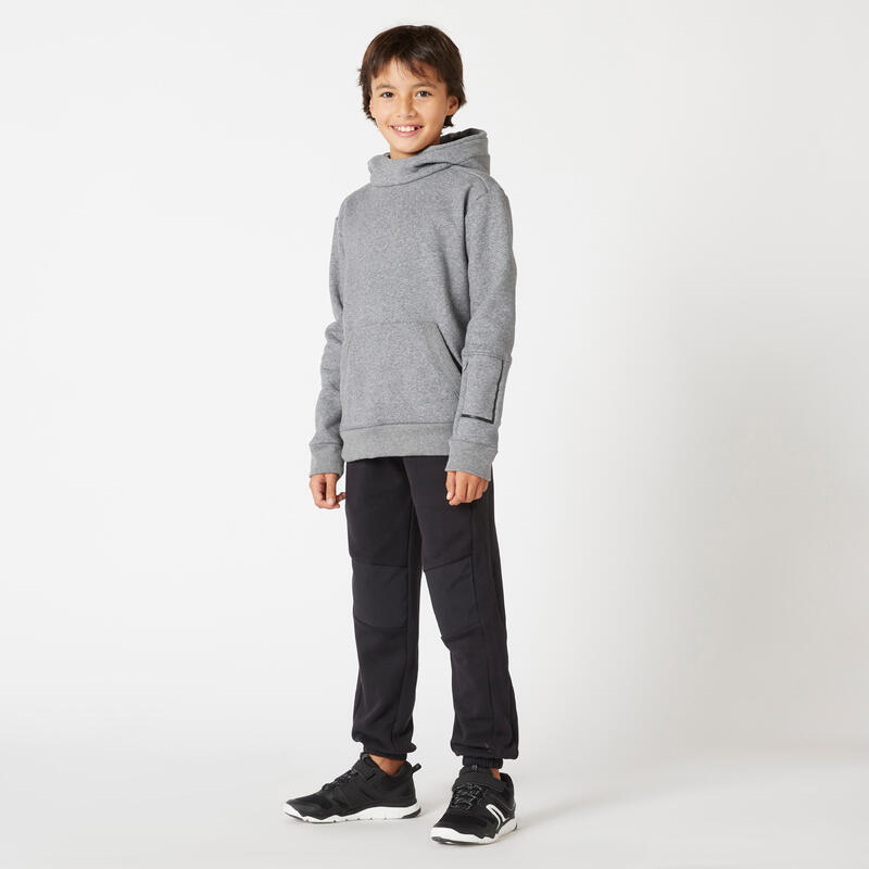 Pantalon de jogging mixte, chaud droit enfant résistant - 900 noir