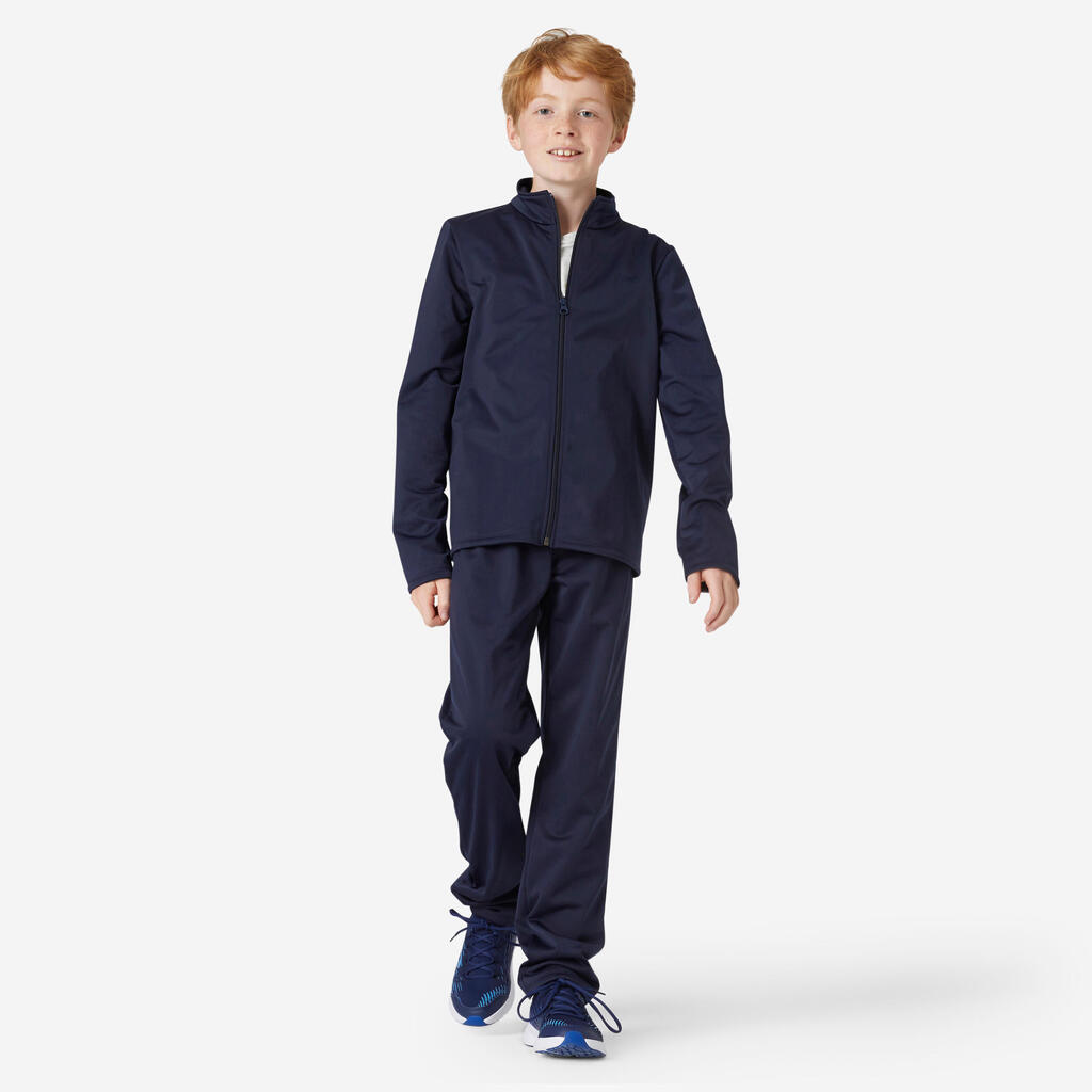 Kids' Basic Synthetic Warm Breathable Tracksuit Gym'Y - Navy