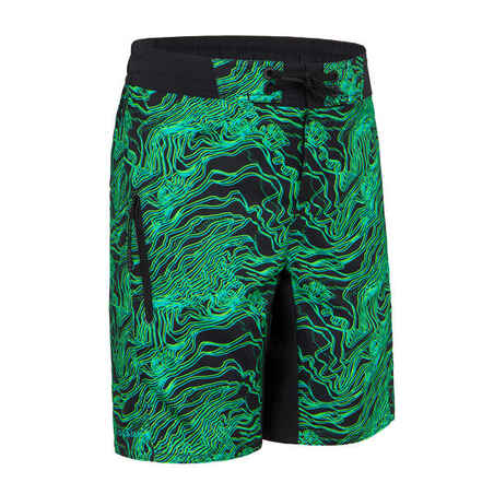Črne in zelene plavalne kratke hlače 550 za dečke 
