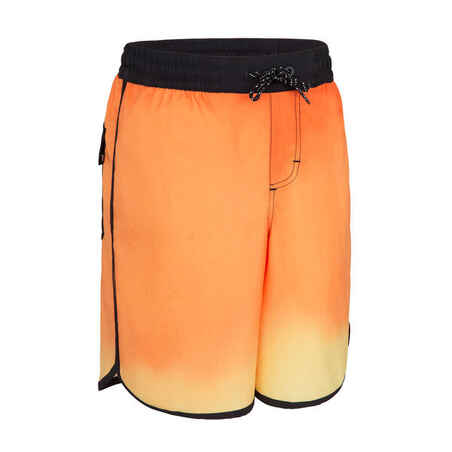 Oranžne plavalne kratke hlače 500 za dečke 