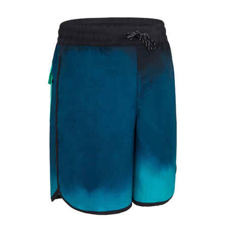 Pantaloneta de baño y playa larga para niños Olaian BS 500 azul