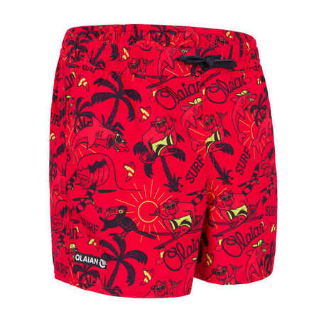 Rdeče plavalne kratke hlače 100 za dečke