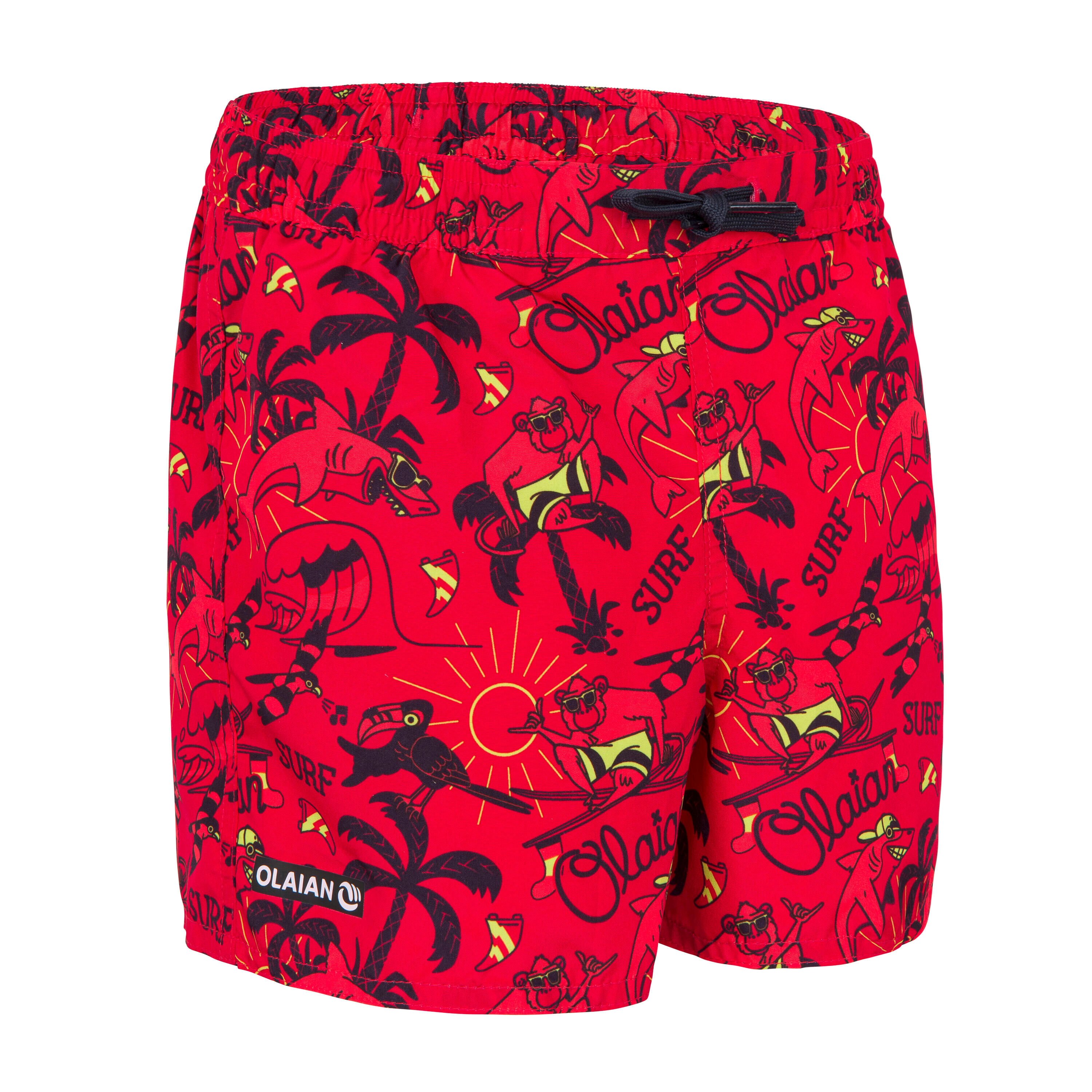 OLAIAN Boy's swim shorts - 100 happysurf red