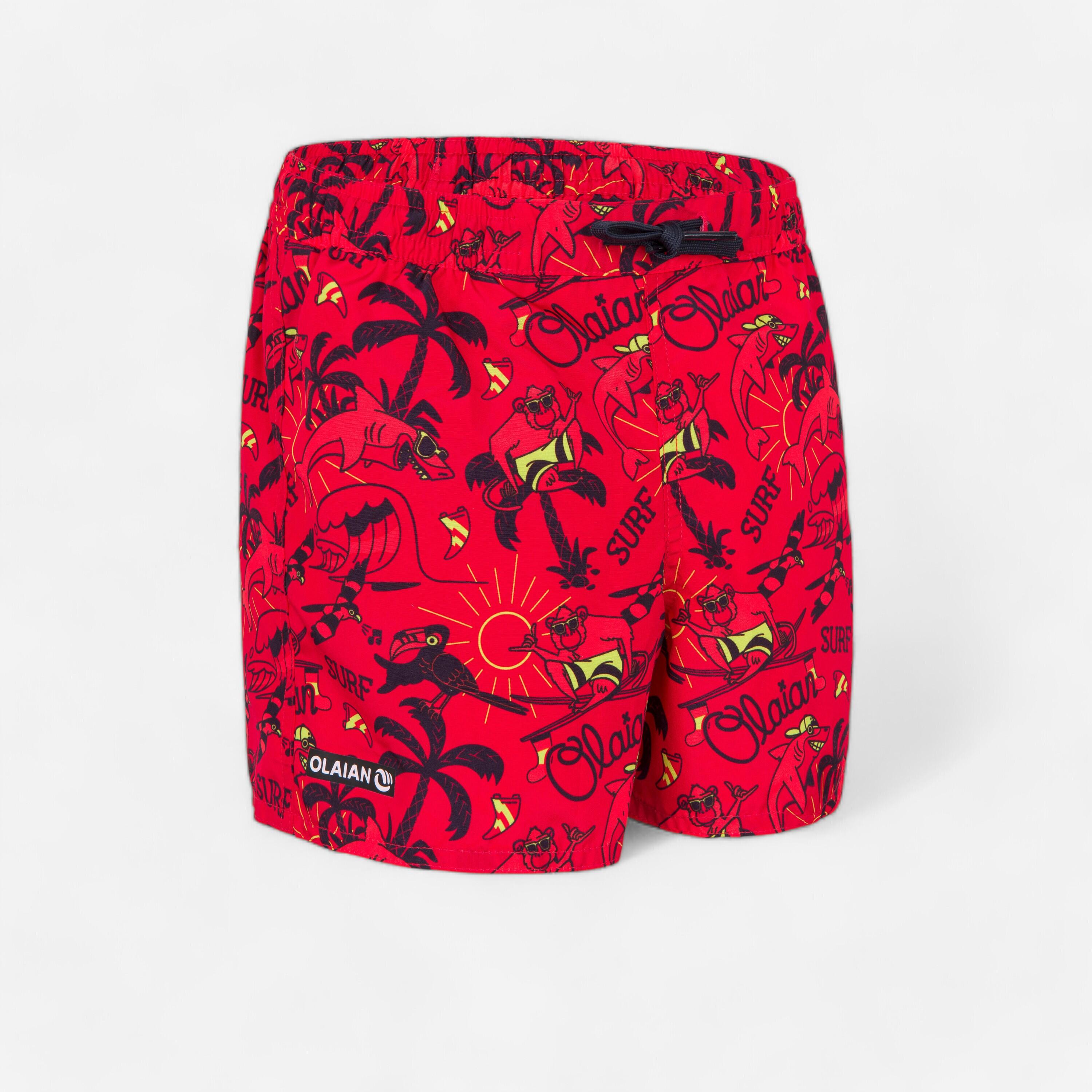 Pantaloncini da bagno bambino - 100 Happysurf rosso