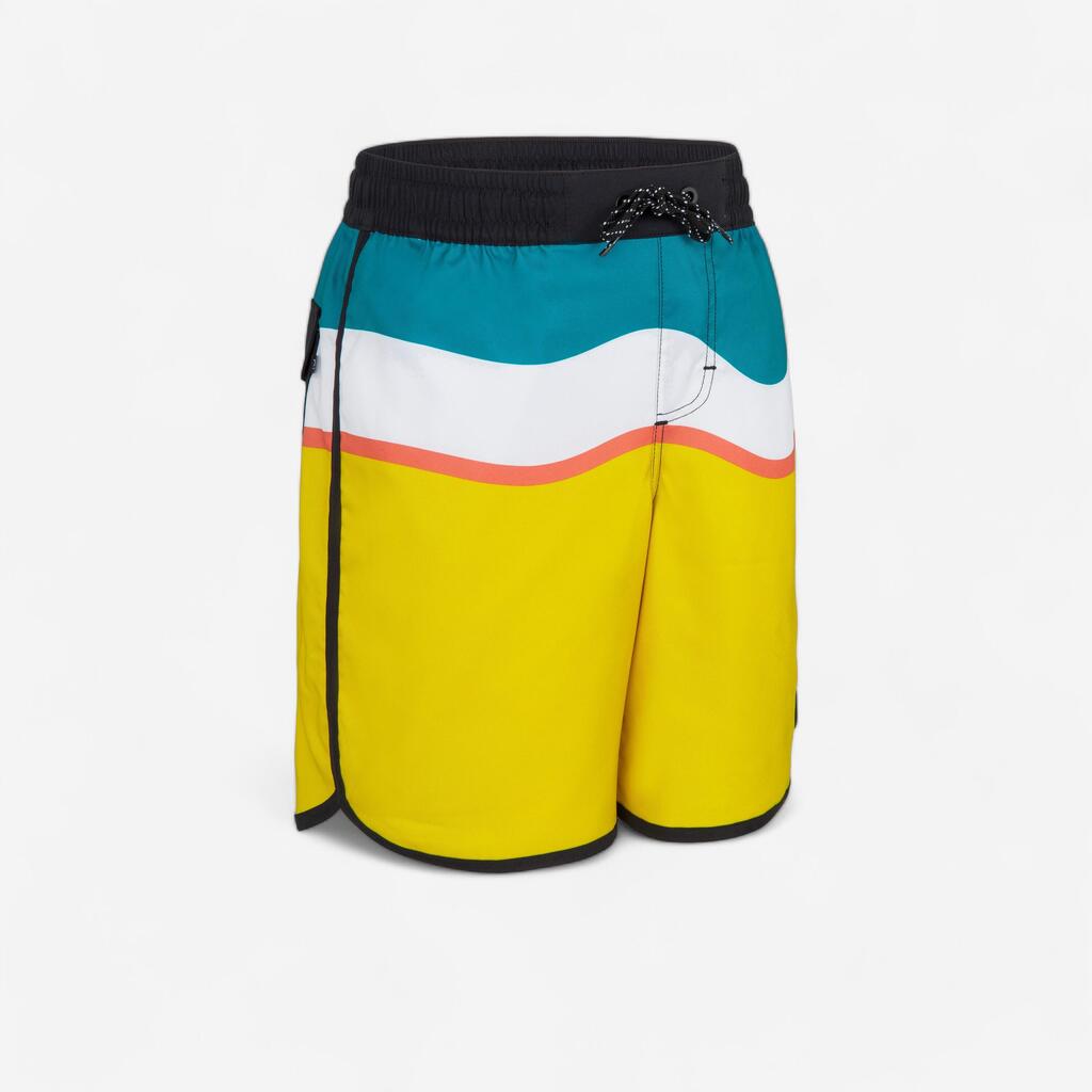 Boys’ surfing boardshorts - 500 View blue