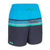 Boys’ surfing swim shorts with pockets - 100 Stories sky blue navy blue