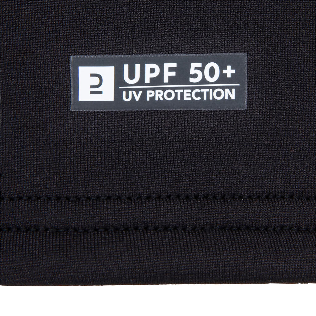 Berniukų trumparankoviai nuo UV saugantys marškinėliai „500 Camo“, juodi, mėlyni