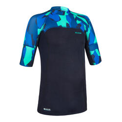 Top solaire garçon manche courte noir bleu camo