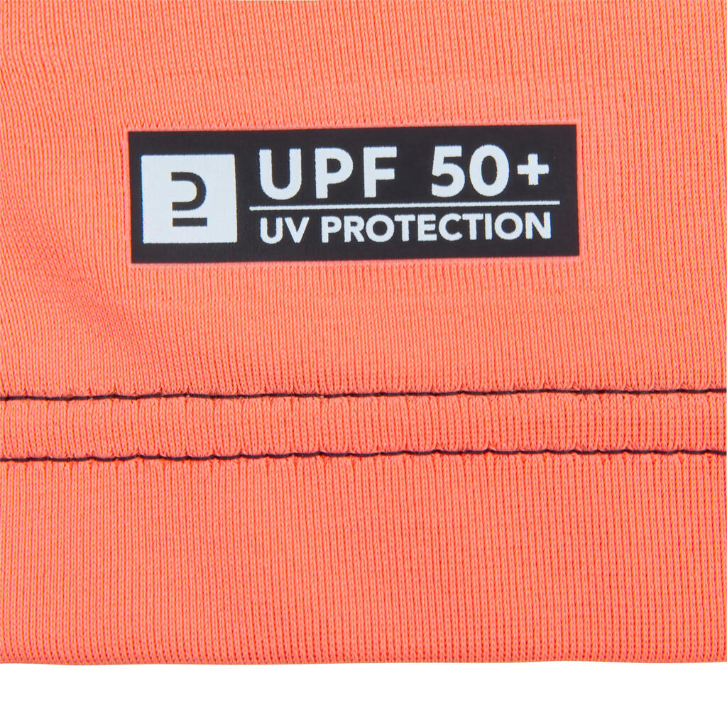 UV-Shirt Kinder Mädchen kurzarm 500 Palm weiss