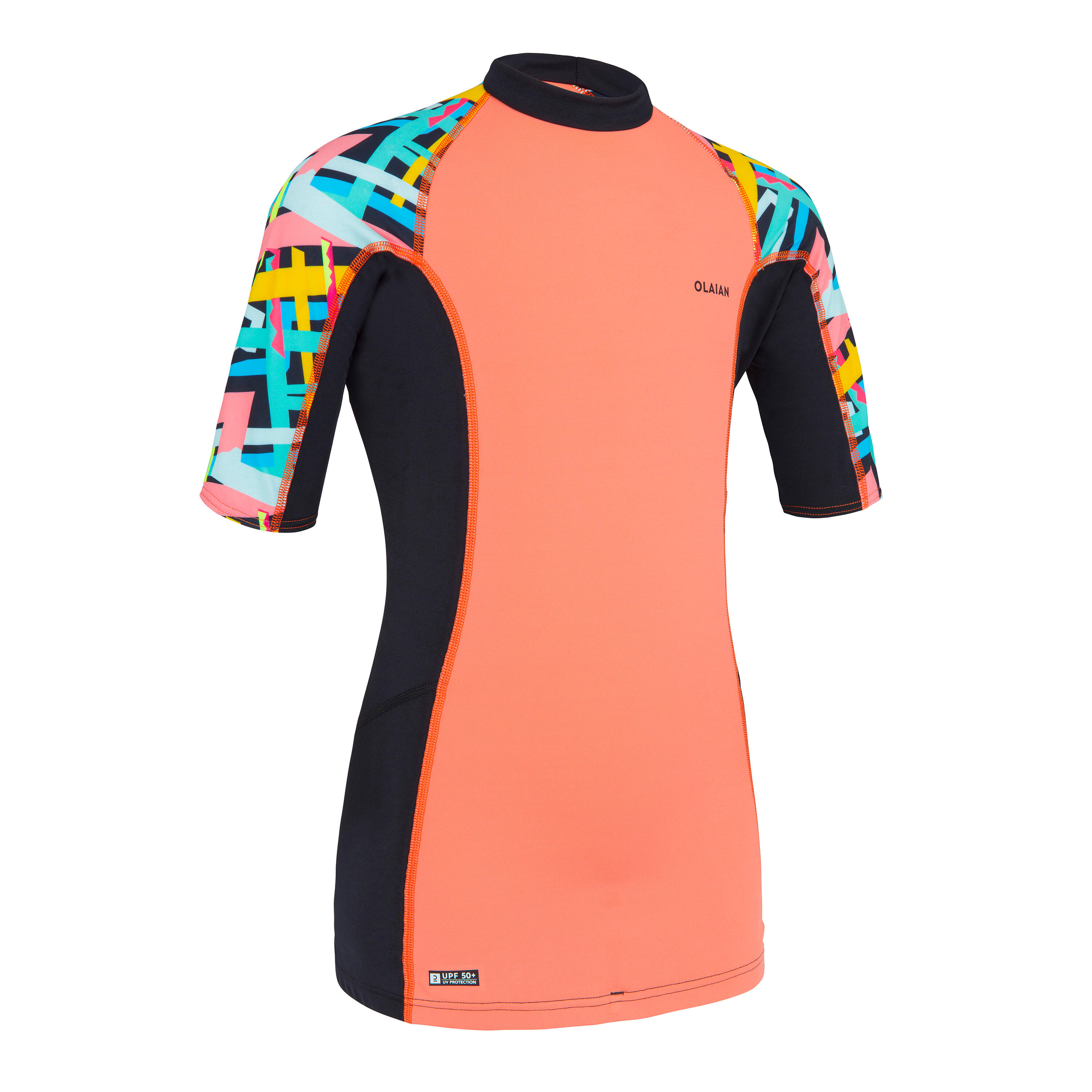 Kids' Short-Sleeved Surfing Rash Guard, 500 - OLAIAN
