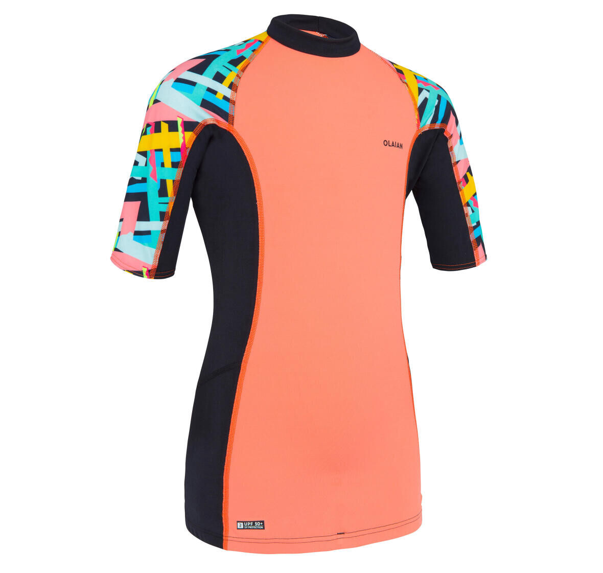 UV-TOP GIRL500 KURZARM SCHWARZ POP STRIPES