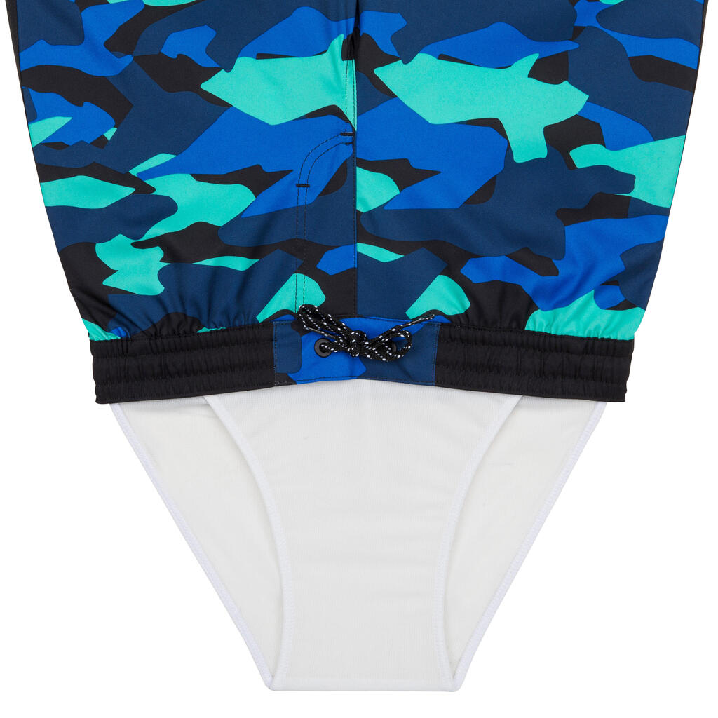Chlapčenské plážové šortky 500 Brush Lines modré