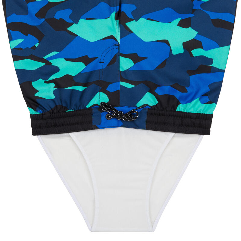 Costume mare ragazzo 500 GEOMETRIC CAMO lungo blu