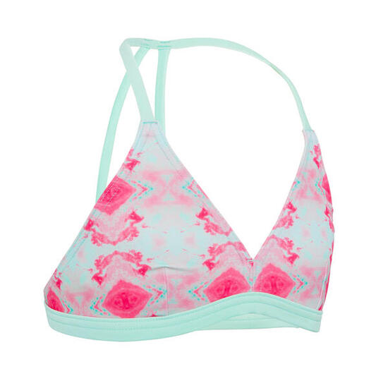 HAUT DE MAILLOT DE BAIN SURF FILLE TRIANGLE TURQUOISE ROSE BETTY 500
