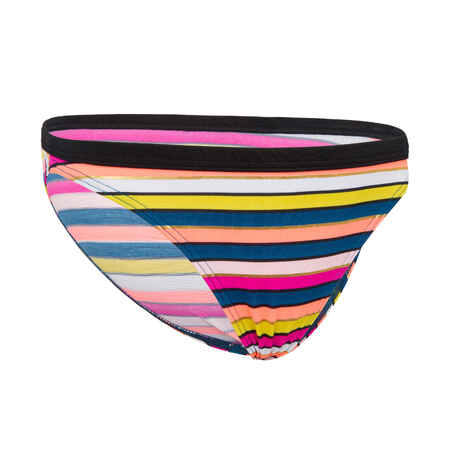 GIRL'S SURF SWIMSUIT BOTTOM CORAL STRIPED CORAL