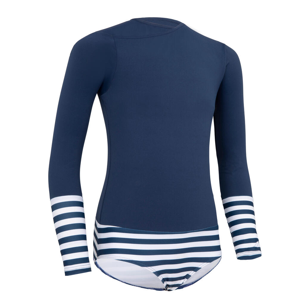 maillot 1 pièce manches longues fille MAYA bleu marine