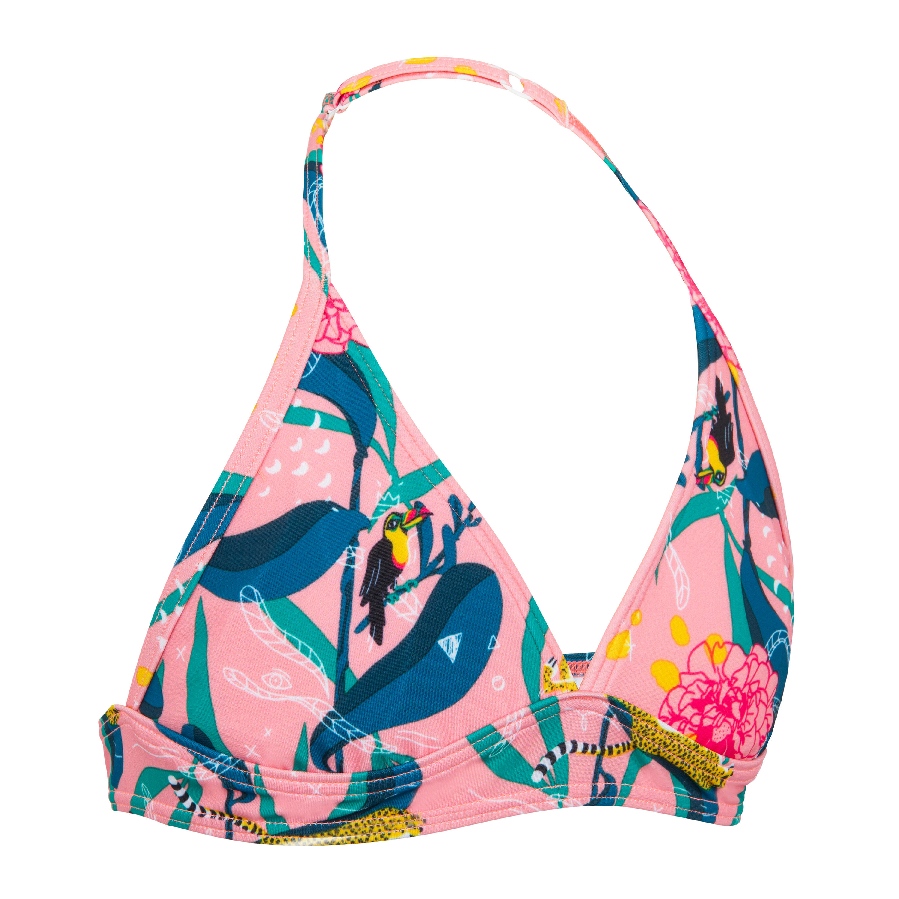 Bikini-Oberteil Neckholder Surfen TAMI 100 Mädchen rosa 3/6