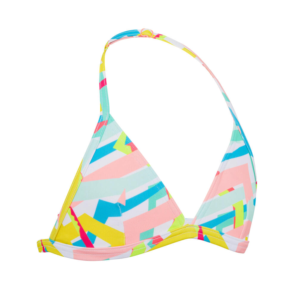 GIRLS’ SWIMSUIT TRIANGLE TOP TEA 100 YELLOW