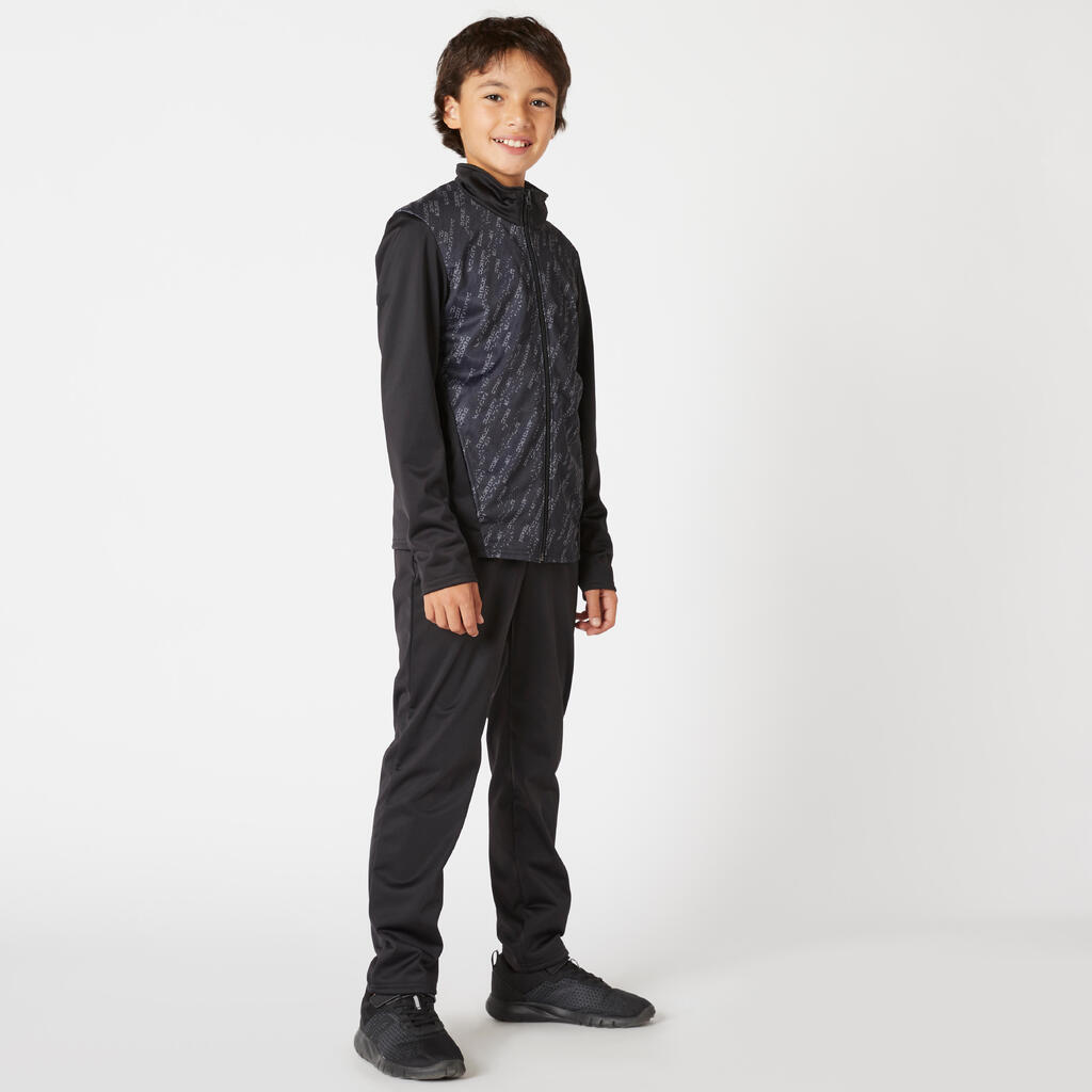 Kids' Breathable Synthetic Tracksuit Gym'y - Black & Print