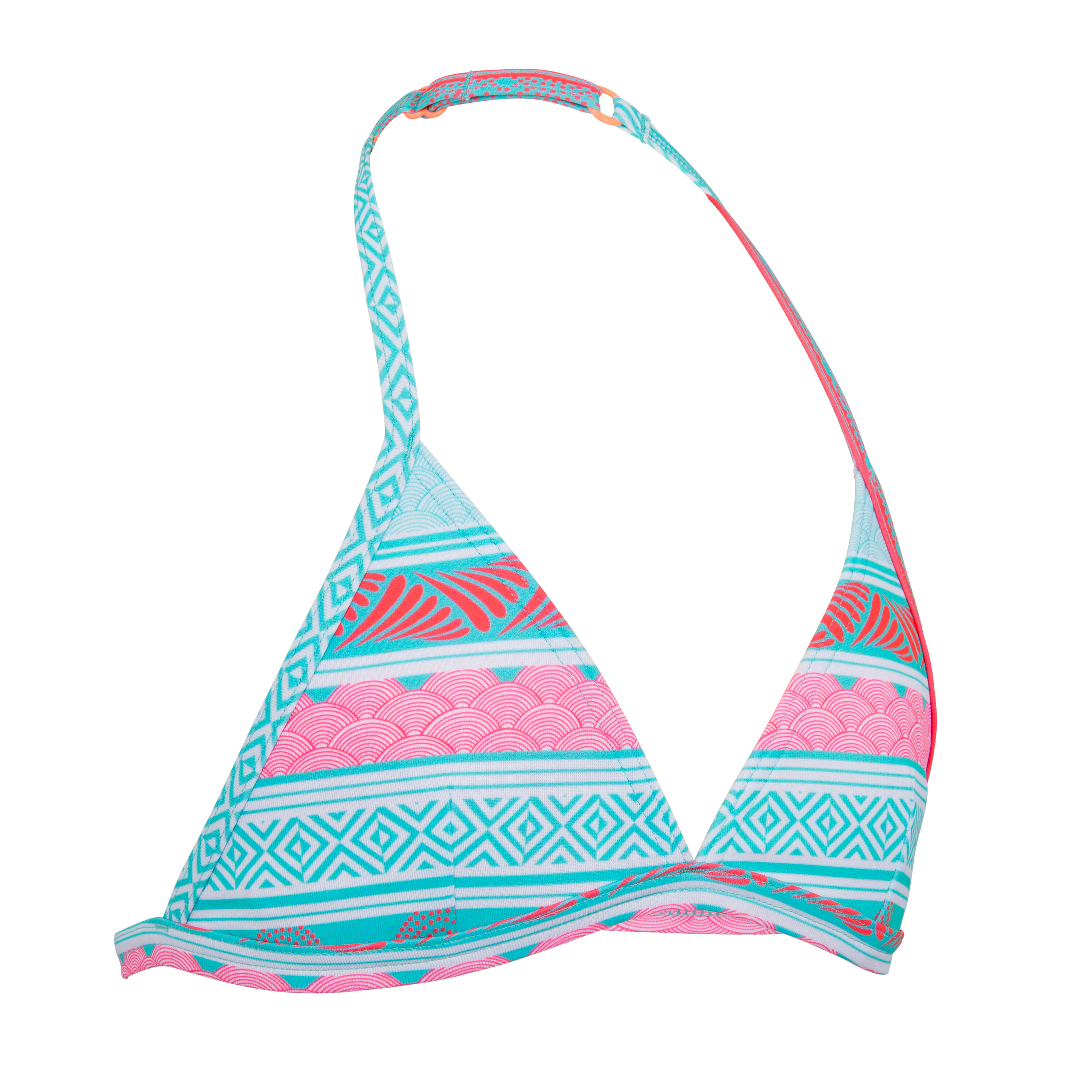 GIRLS’ SWIMSUIT TRIANGLE TOP TEA 100 LAGOON BLUE 4/6