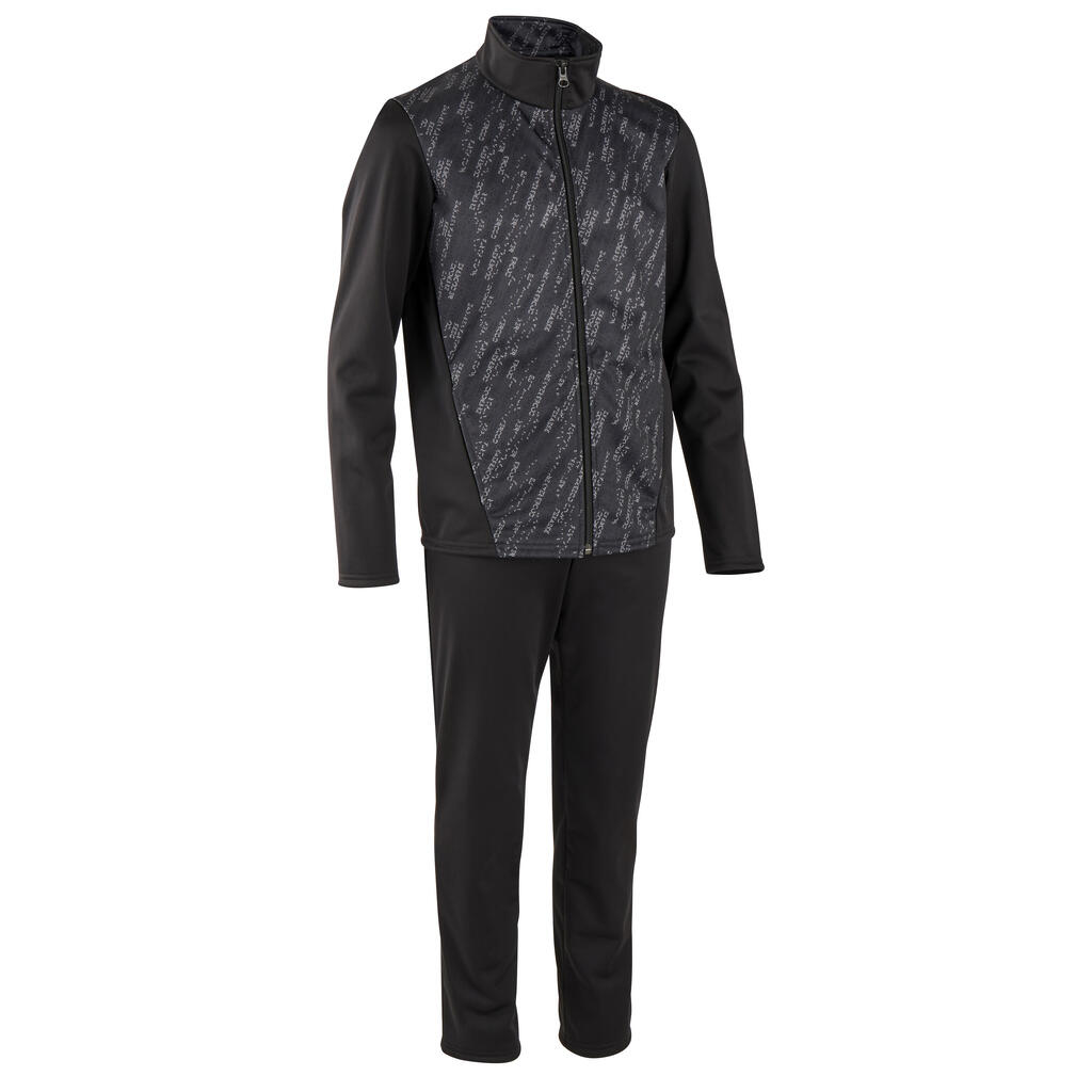 Kids' Breathable Synthetic Tracksuit Gym'y - Black & Print