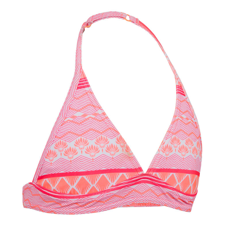 Haut de maillot de bain foulard fille 100 corail