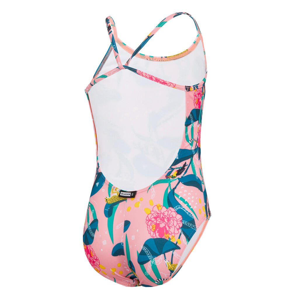 MAILLOT DE BAIN 1 PIECE FILLE 100 TURQUOISE COCO