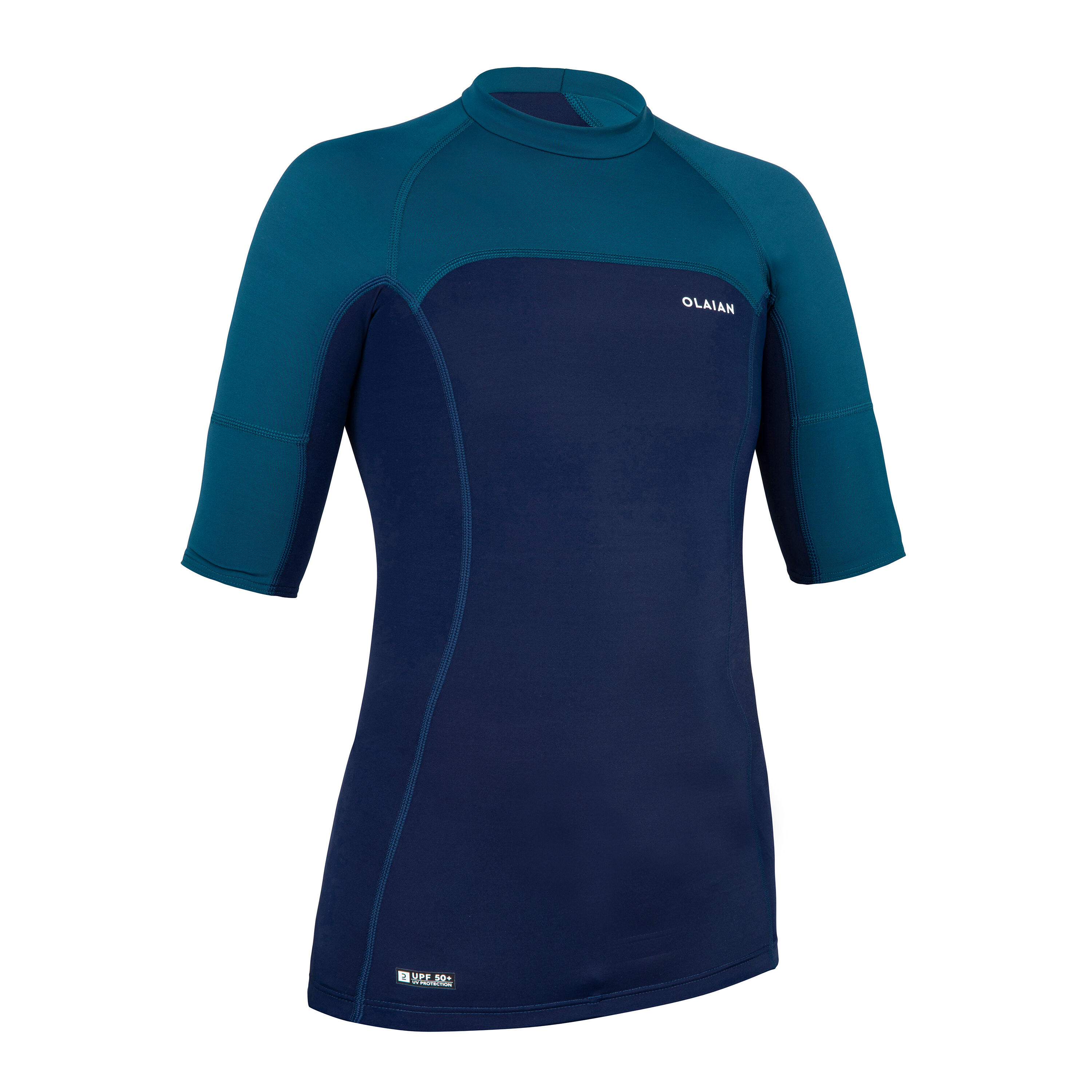 Kids' UV-Protective Surfing Rash Guard - 500 Blue - Dark petrol