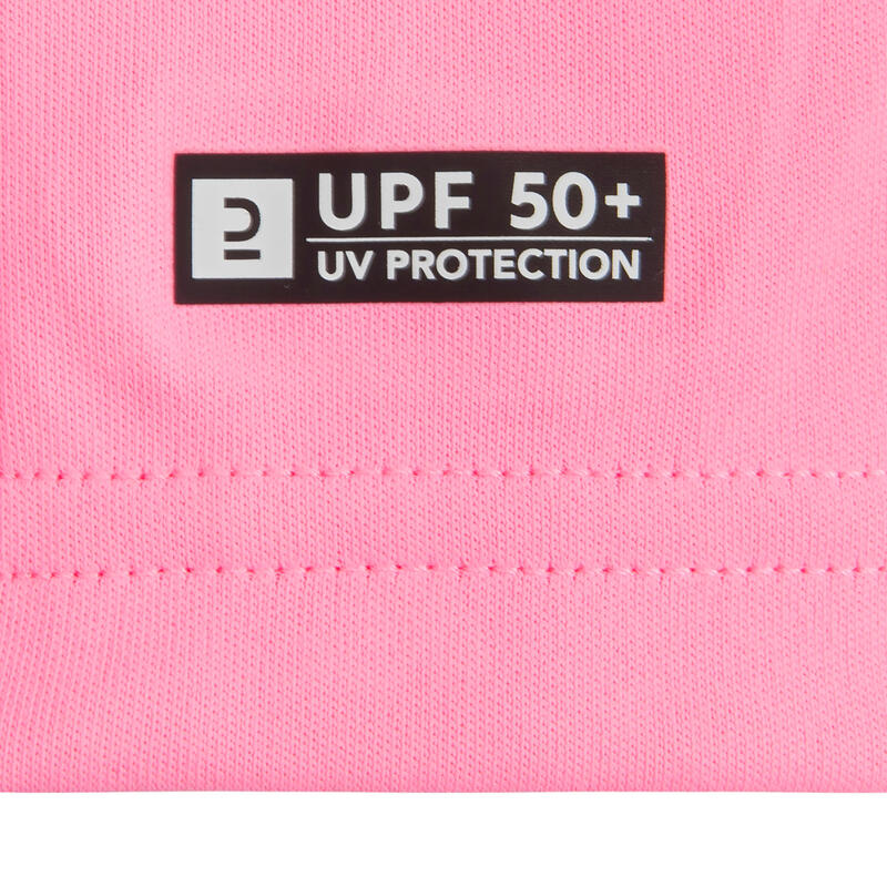 Uv-shirt kind met korte mouwen roze (4-8 j.)