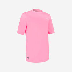 Uv-werend zwemshirt met korte mouwen voor kinderen roze