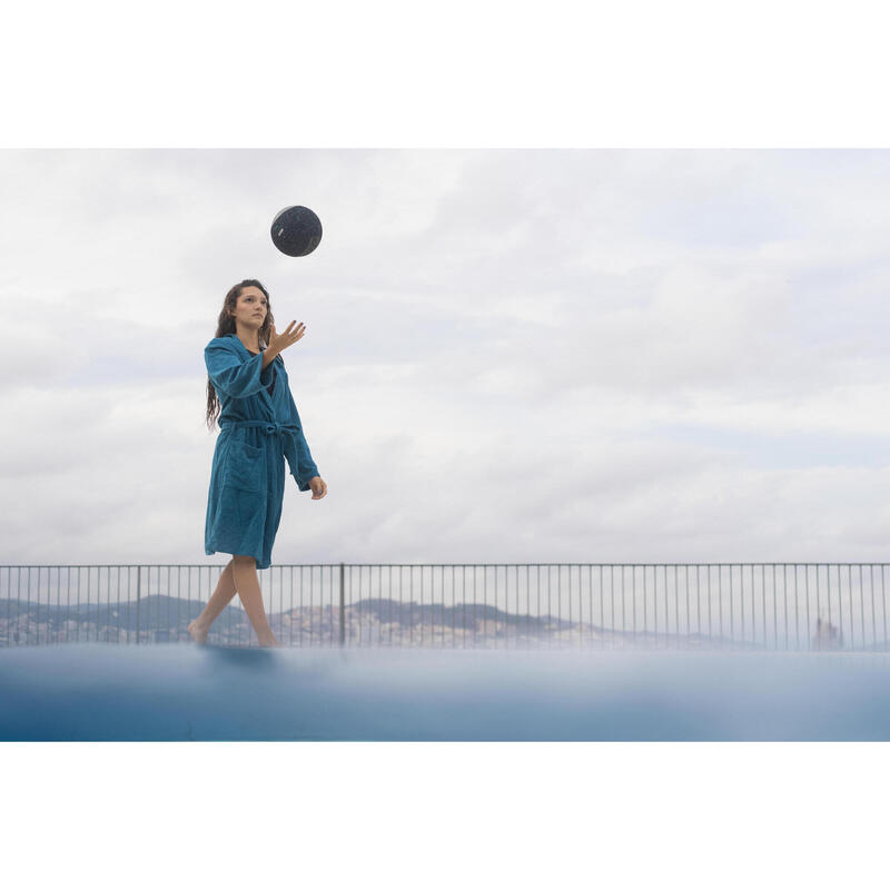 Bademantel Baumwolle dick Wasserball Damen blau - 900 