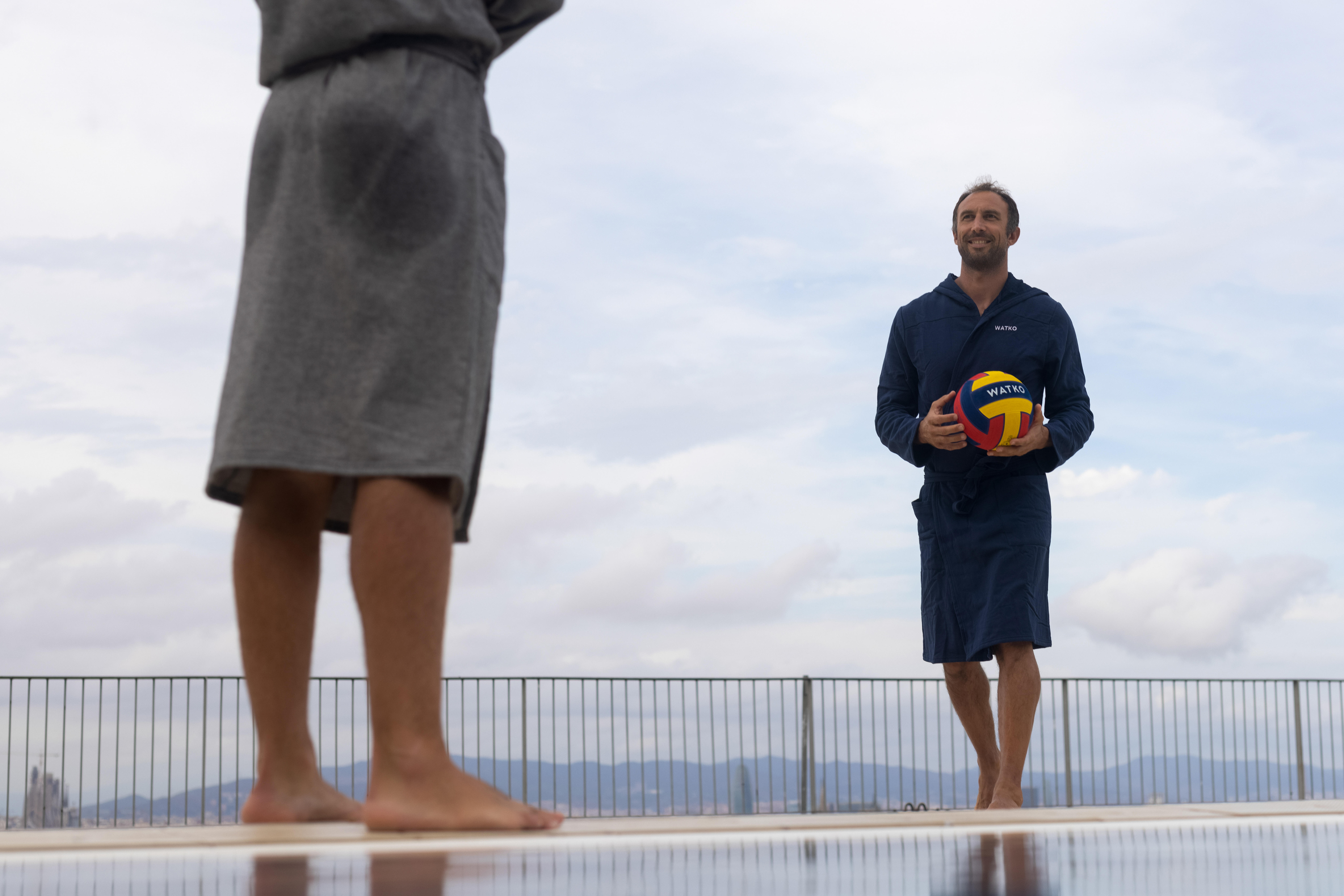 Men's Cotton Pool Bathrobe - 500 Blue - NABAIJI