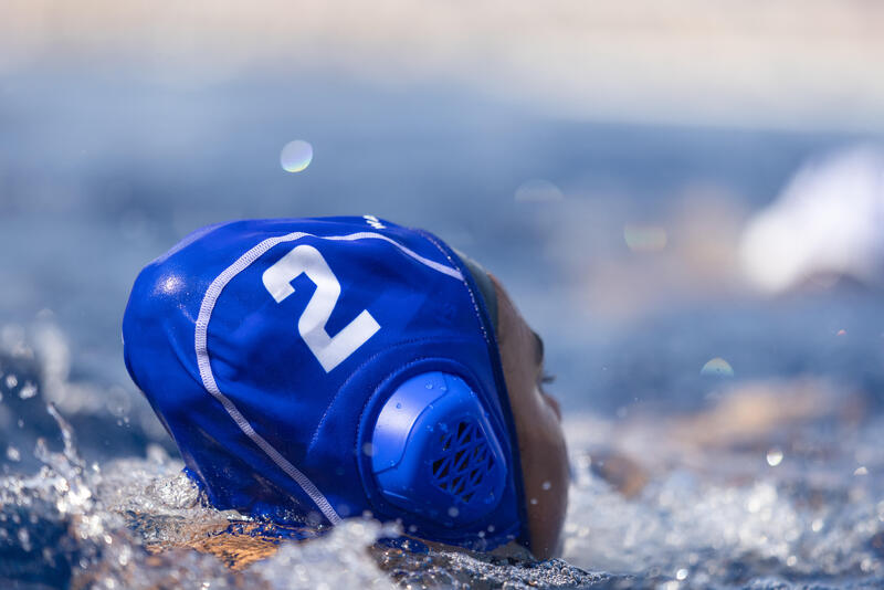 Wasserball-Kappen Water Polo Erwachsene Set 13 Stück - 900 blau