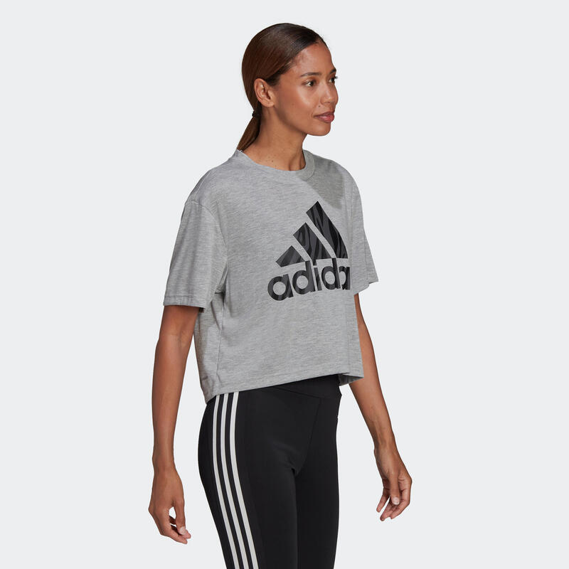 Dámské fitness tričko Crop Adidas šedé