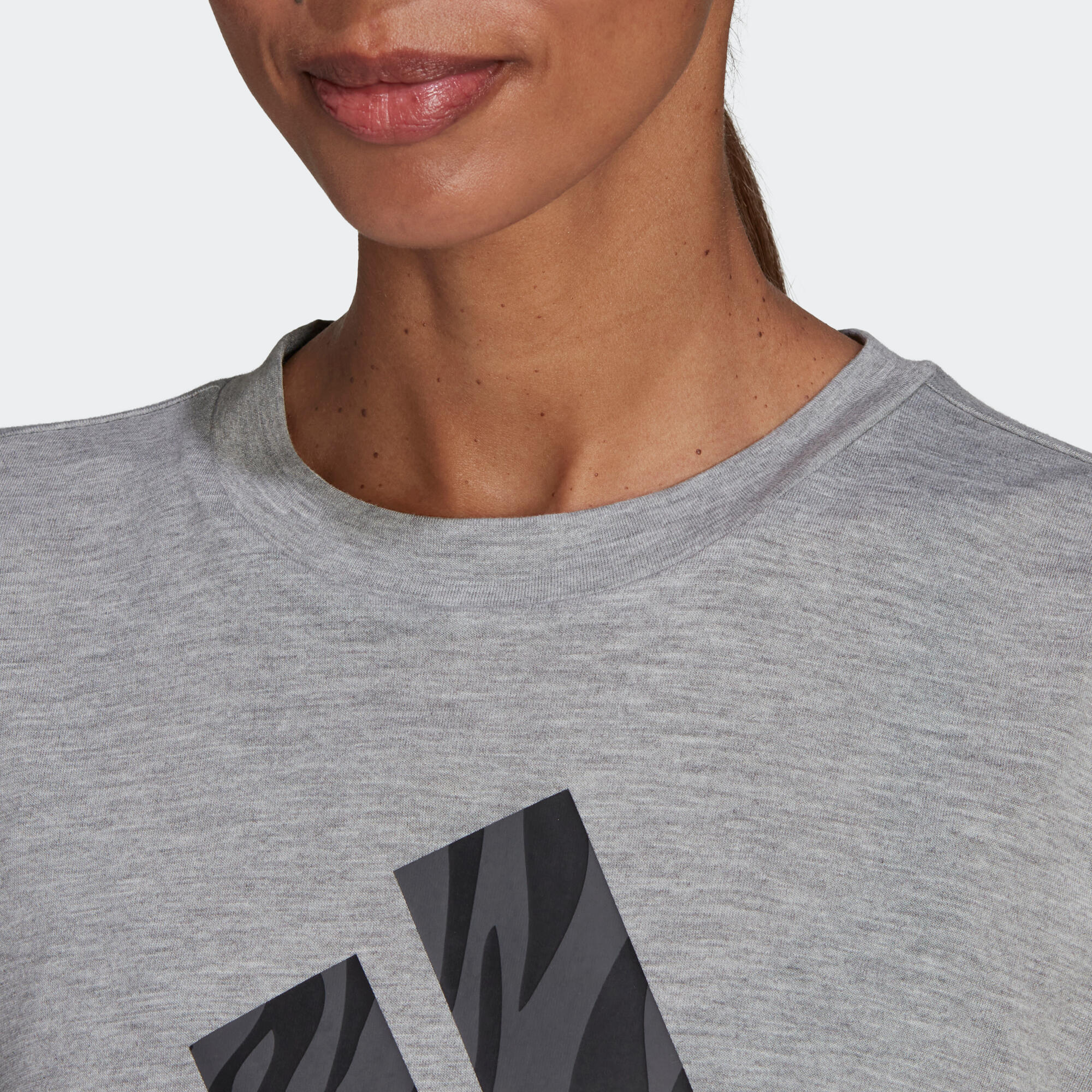 Women's Fitness Cropped T-Shirt Essentials - Mottled Grey 4/5