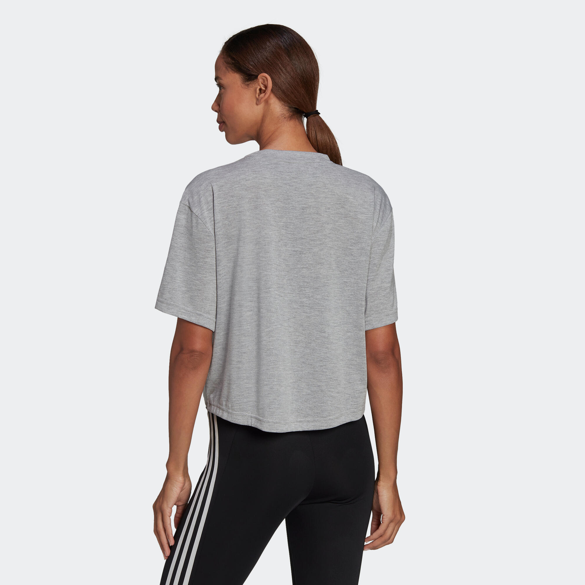Women's Fitness Cropped T-Shirt Essentials - Mottled Grey 2/5
