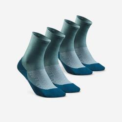 Chaussettes de randonnée hautes (2 paires) adulte, Hike 100 vert