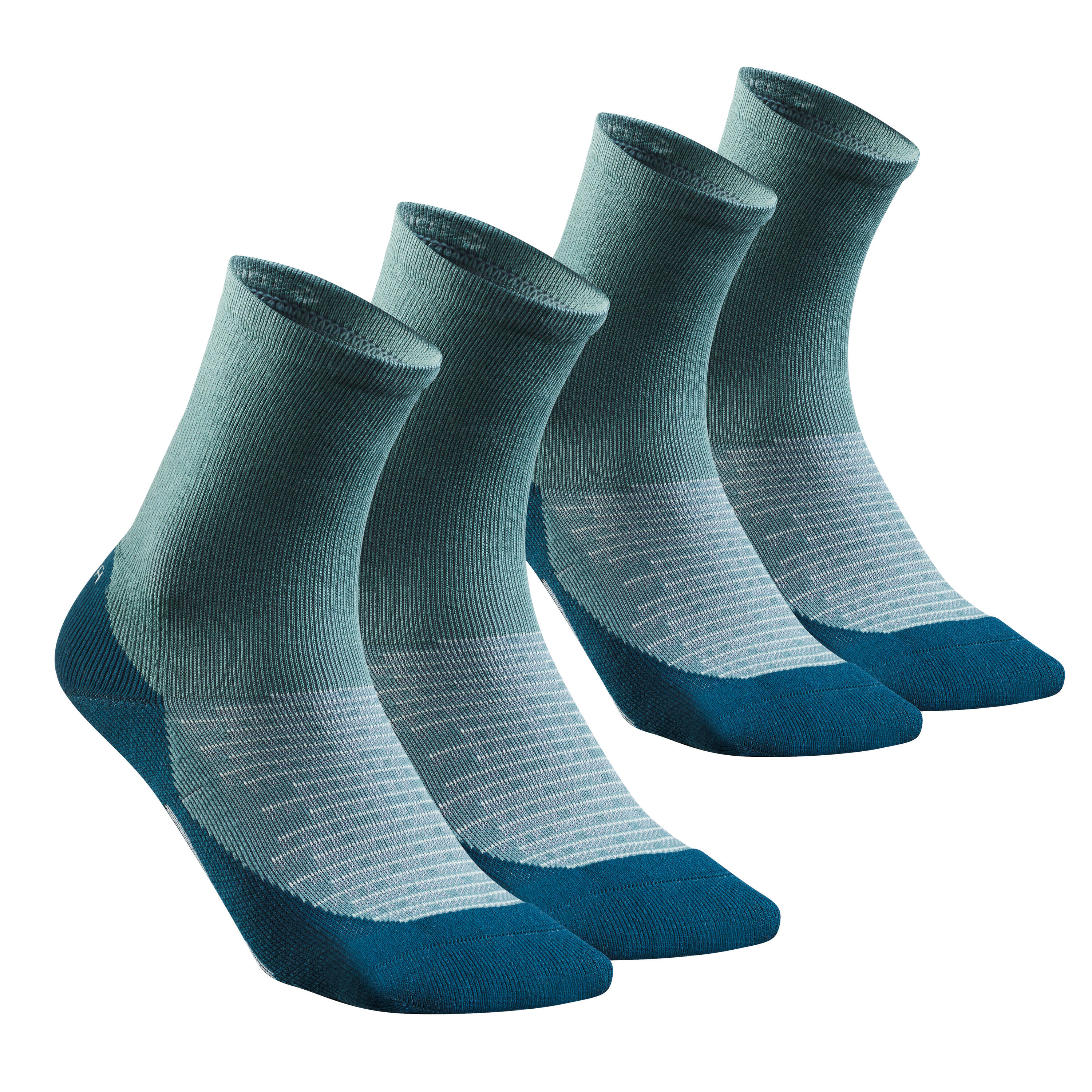 QUECHUA Sock Hike 100 High  - Pack of 2 pairs - Turquoise