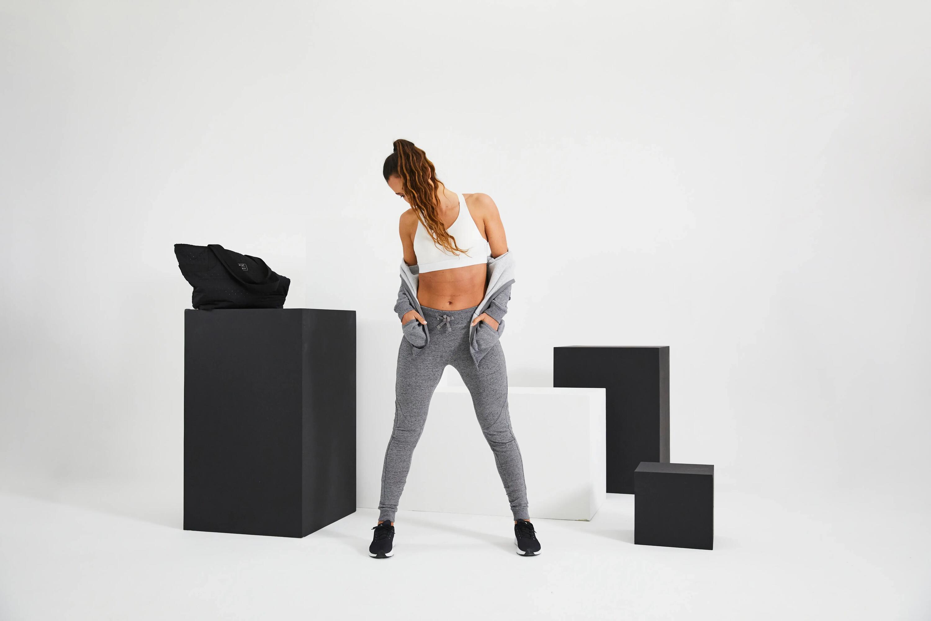 Pantalons Jogger Fitness 520 Dona Gris Slim 8/8
