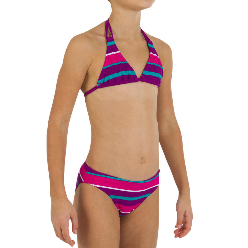 Maillot de bain fille 2 pièces triangle coulissant AG HUPA rose