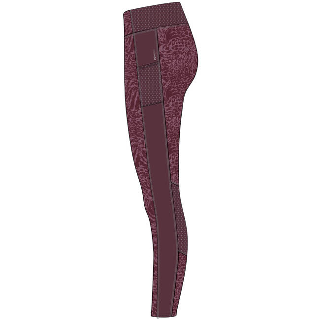 Women's Cardio Fitness Plus Size Leggings with Pocket - Pink and Burgundy